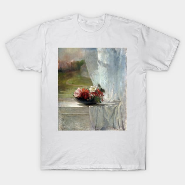 John La Farge Flowers on a Window Ledge T-Shirt by pdpress